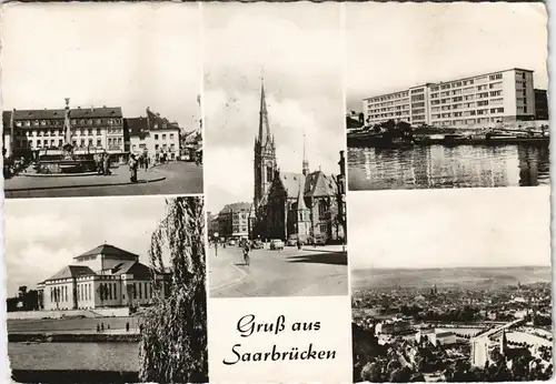 Ansichtskarte Saarbrücken Mehrbild gel. Saar 15 France 1955