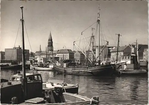 Ansichtskarte Kiel Hafen, Boote 1962