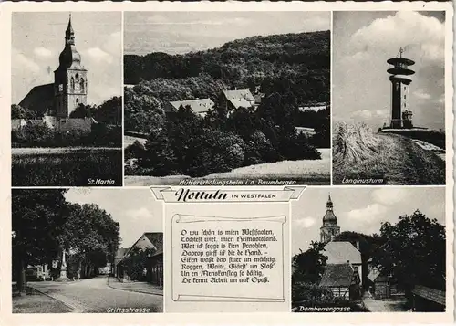 Ansichtskarte Nottuln MB: Longinusturm, Kirche, Straßen 1966