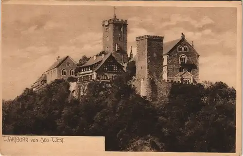 Ansichtskarte Eisenach Wartburg von Süd-West aus gesehen 1910