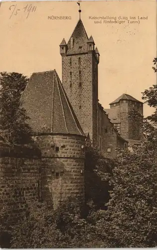Nürnberg Kaiserstallung (Lug ins Land und fünfeckiger Turm) 1910
