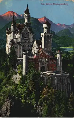 Schwangau Schloss Neuschwanstein Castle, Gesamtansicht color 1915