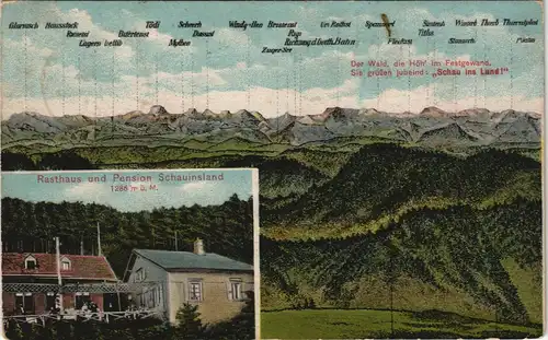 Ansichtskarte Freiburg im Breisgau Schauinsland Gasthod 2 Bild Bergkette 1919