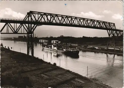 Ansichtskarte Holtenau-Kiel Holtenå Hochbrücke - Schiff, Öltanks 1969