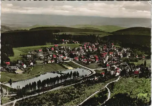 Hahnenklee-Bockswiese-Goslar Luftbild coloriert, Stempel zurück 1960