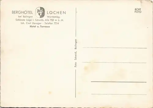 Ansichtskarte Balingen Berghotel Lochen Terrasse 1969