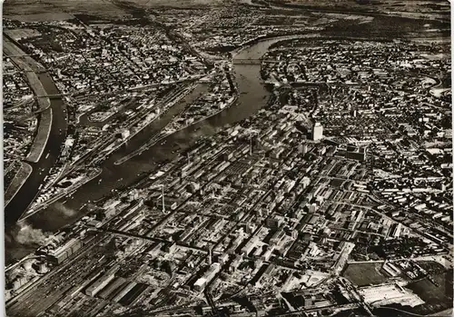 Ansichtskarte Ludwigshafen BASF 100 Jahre Luftbild aus großer Höhe 1965