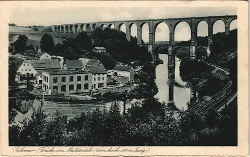 Ansichtskarte Wechselburg Göhrener Viadukt, Anlagen 1929