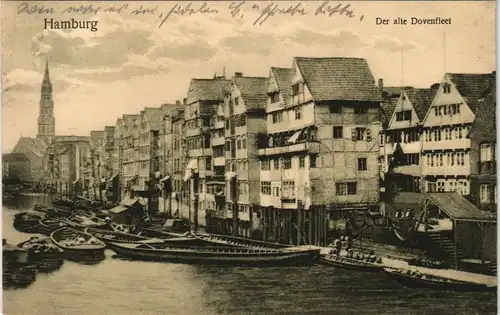 Ansichtskarte Hamburg Stadtteilansicht Partie am alten Dovenfleet 1913