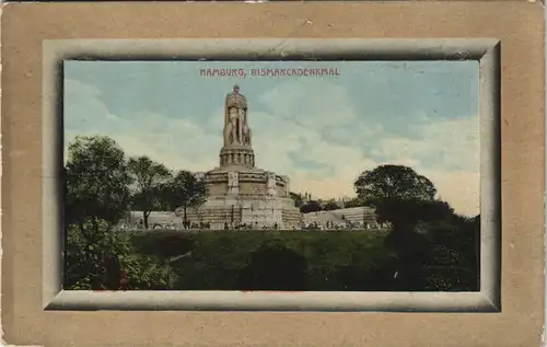 Ansichtskarte St. Pauli-Hamburg Partie mit Bismarck-Denkmal (Monument) 1910