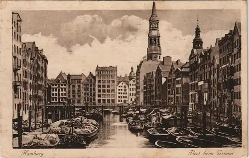 Ansichtskarte Hamburg Stadtteilansicht Fleet beim Grimm 1920
