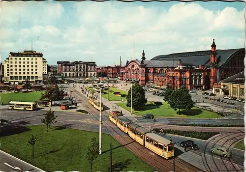 Ansichtskarte Bremen Hauptbahnhof Vorplatz mit Straßenbahn 1960