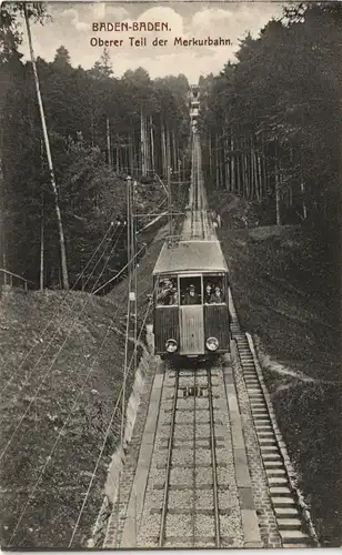 Ansichtskarte Baden-Baden Merkurbahn - Oberer Teil 1912