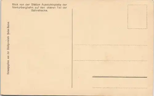 Ansichtskarte Baden-Baden Merkurbahn - Aussichtsplattform 1912