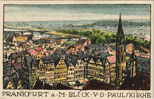 Ansichtskarte Frankfurt am Main Paulskirche, Stadtr Original Lithographie 1927
