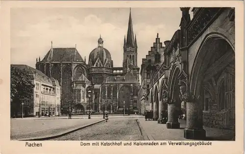 Ansichtskarte Aachen Dom Ratschhof Kolonnaden am Verwaltungsgebäude 1920