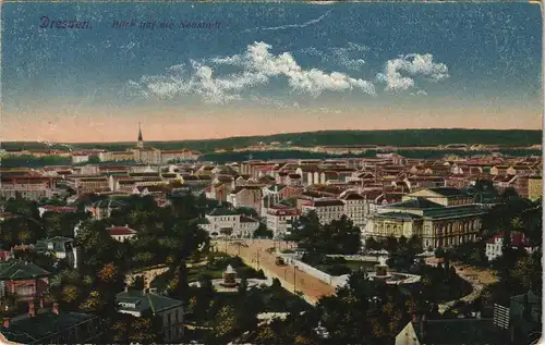 Äußere Neustadt-Dresden Blick auf die Neustadt ge. Feldpost 1918