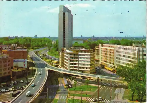 Ansichtskarte Düsseldorf Hochstrasse u. Thyssen Haus Hochhaus 1963