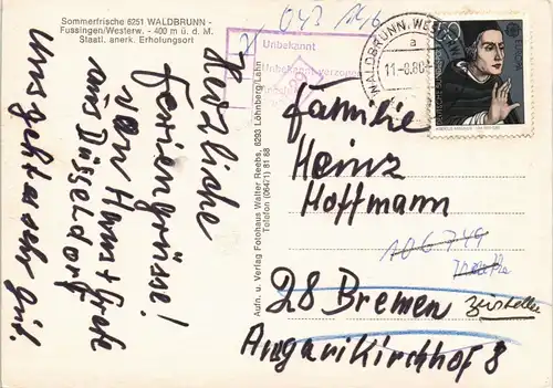 Waldbrunn (Odenwald) Panorama "Sommerfrische" 6251 Waldbrunn 1980