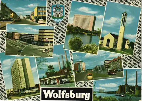 Wolfsburg Mehrbild-AK mit Straßen, Gebäuden, Stadtteilansichten 1965