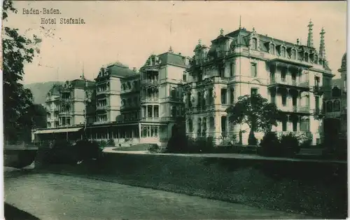 Ansichtskarte Baden-Baden Partie am Hotel Stefanie 1909/1907