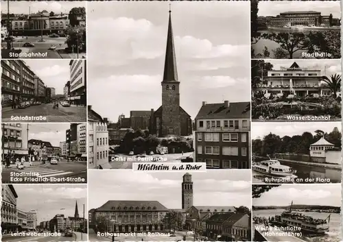 Mülheim an der Ruhr Mehrbild-AK Stadtteilansichten, Bahnhof,  1960