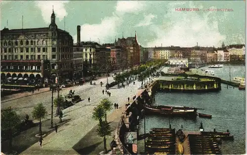 Ansichtskarte Hamburg Strassen Partie am Jungfernstieg 1910