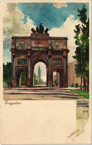 Ansichtskarte München Siegestor Künstlerkarte Kley 1920