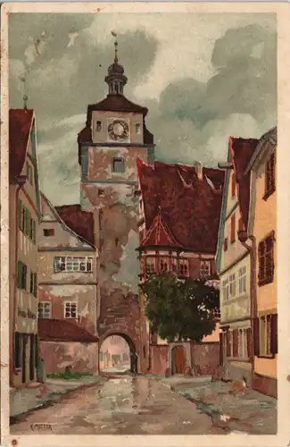 Künstlerkarte Gemälde K. Mutter (vermtl. Motiv aus Nürnberg) 1910
