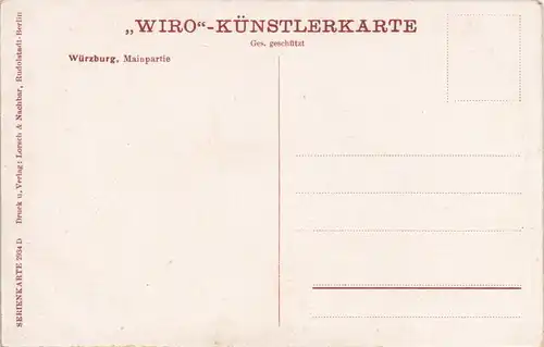 Würzburg Alte Mainbrücke Künstlerkarte Main-Partie WIRO Karte 1910