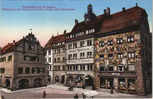 Ansichtskarte Konstanz Obermarkt - bemalte Häuser 1913