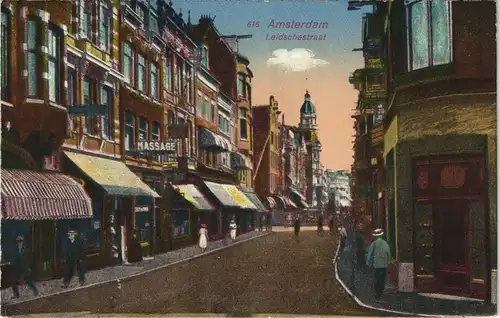 Postkaart Amsterdam Amsterdam Leischestraat, Geschäfte 1913