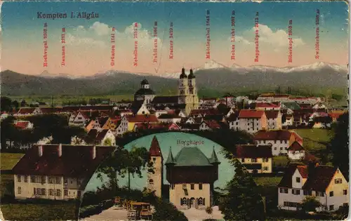 Ansichtskarte Kempten (Allgäu) Stadt, Bergkette - 2 Bild 1912