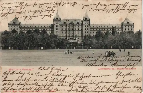 Ansichtskarte Äußere Neustadt-Dresden Alaunplatz Schützenkaserne 1908