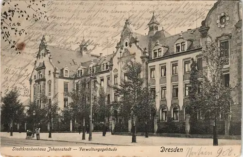 Ansichtskarte Johannstadt-Dresden Stadtkrankenhaus, Verwaltungsgebäude 1910