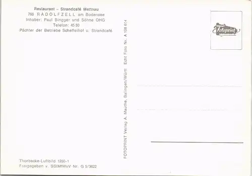 Radolfzell am Bodensee Luftbild Restaurant Strandcafe Mettnau 1965