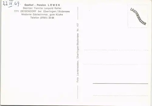 Ansichtskarte Deisendorf bei Überlingen Luftbild - Gasthof Löwe 1969