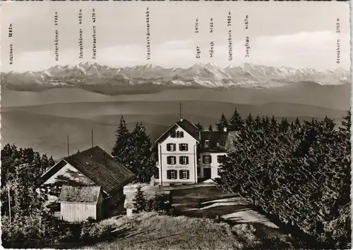 Badenweiler HOTEL HOCHBLAUEN, Panorama Schweizer Alpenkette 1950
