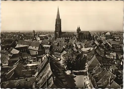 Ansichtskarte Freiburg im Breisgau Panorama-Ansicht Oberlinden 1955