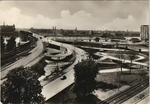 Ansichtskarte Mannheim Panorama-Ansicht a.d. Auffahrt zur Rhein-Brücke 1965