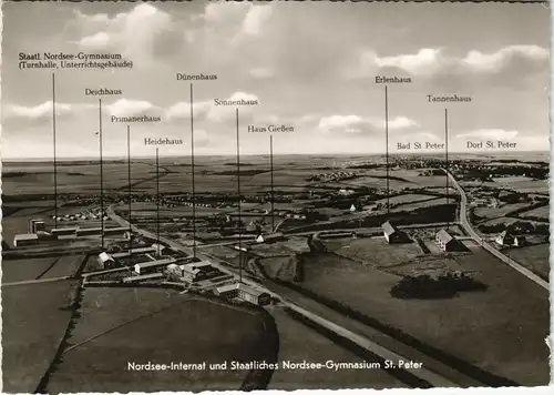 St. Peter-Ording Nordsee-Internat Staatliches Gymnasium Luftaufnahme 1965