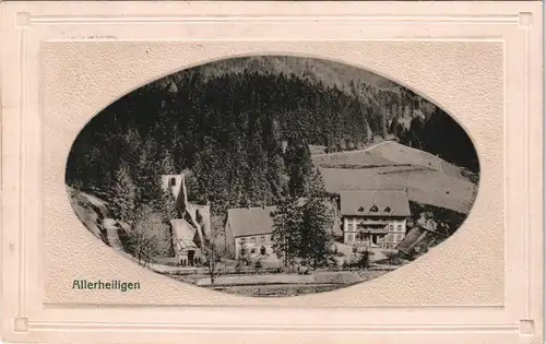 Allerheiligen Ortsansicht, Parpartout Postkarte, Prägekarte 1912 Passepartout