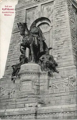 Kelbra (Kyffhäuser) Kaiser Wilhelm Standbild Denkmal Gruß v. Kyffhäuser 1910