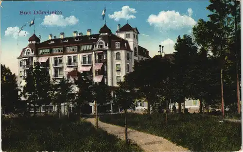 Ansichtskarte Bad Dürrheim Gebäude Ansicht 1914   gelaufen mit Stempel DÜRRHEIM