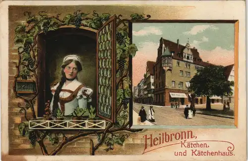 Ansichtskarte Heilbronn Käthchen & Kätschenhaus Strassen Ansicht 1909