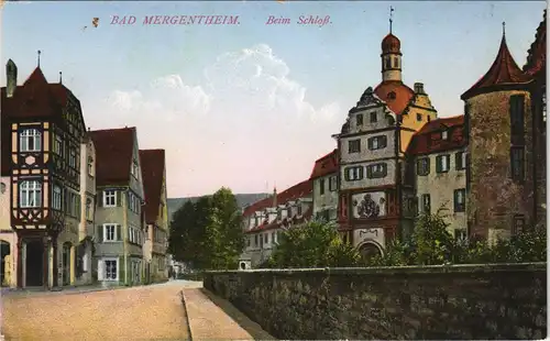 Ansichtskarte Bad Mergentheim Strassen Partie beim Schloss 1910