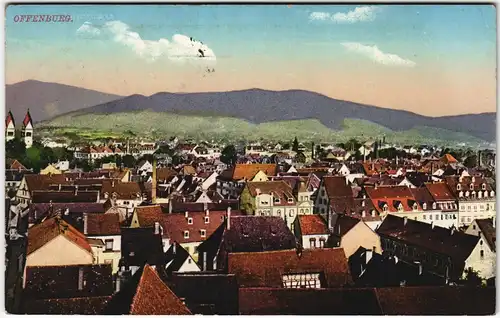 Offenburg color Panorama-Ansicht 1916   im 1. WK Feldpost