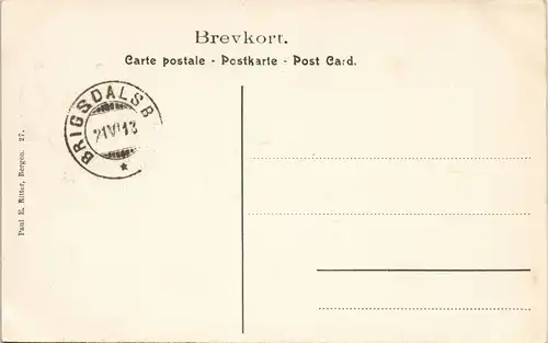 Postcard Olden-Stryn Gletscher Briksdalsbraeen Norge Norway 1913