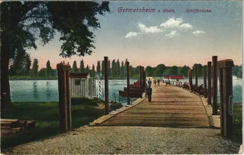 Ansichtskarte Germersheim Partie auf der Schiffsbrücke 1914