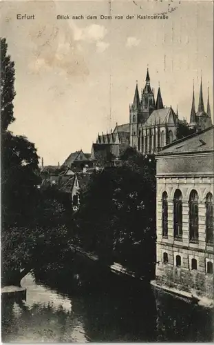 Ansichtskarte Erfurt Blick nach dem Dom von der Kasinostraße 1910/1909